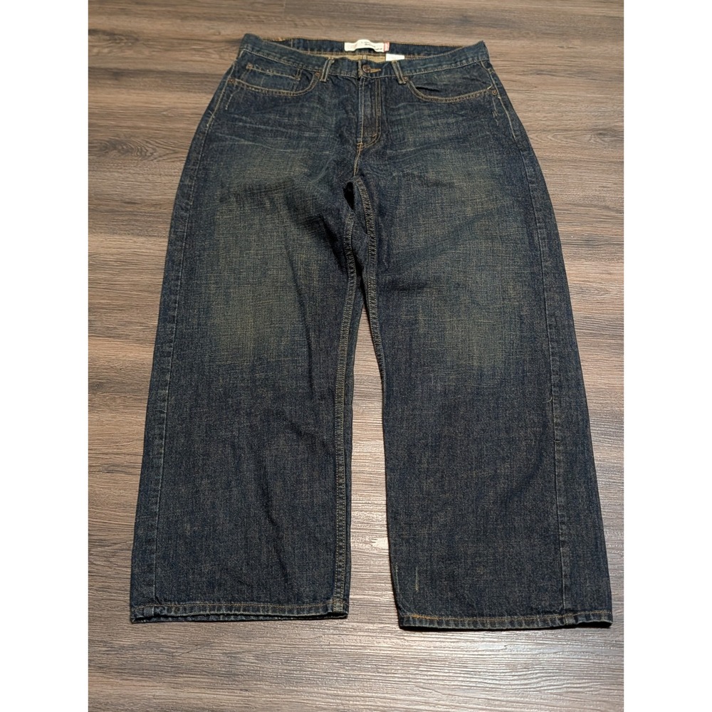 Levis 569 Loose Straight Jeans Husky 36x29 Dark Wash Blue Barrel Baggy Skater